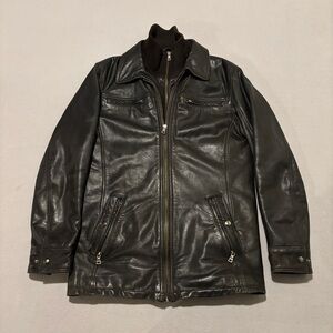 Danier Leather Jacket Black Turtle Neck‎ Outdoor Biker Casual Pockets Size Small
